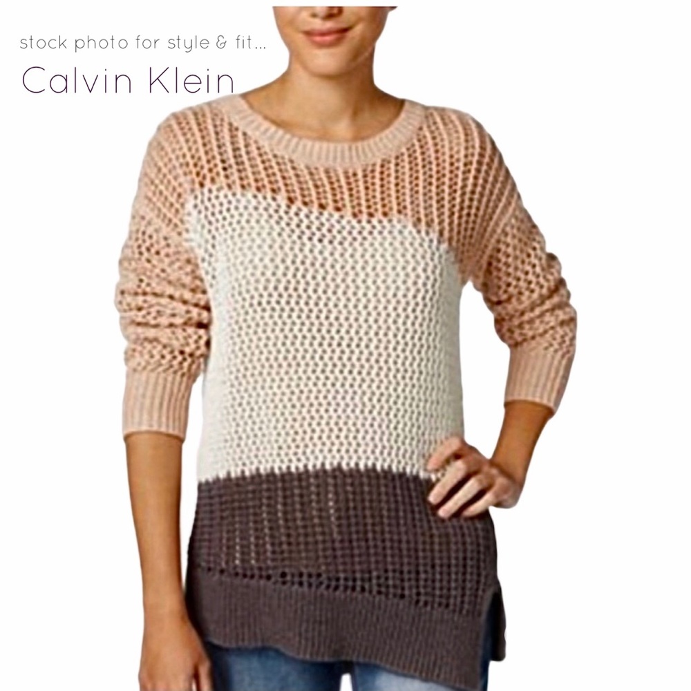 Calvin Klein Asymmetrical Open Weave Sweat…